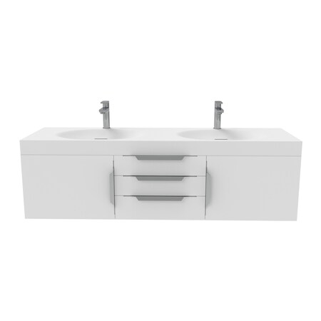 Castello Usa Thames 60-inch White Vanity Set with White Top and Chrome Handles CB-MC-60W-CHR-20146-WH